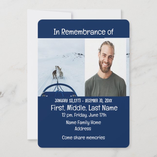 Memorial Service Inbjudan Hund Team Sled Winter sp (Framsida)