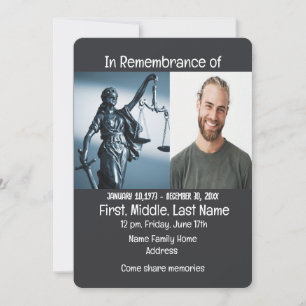 Memorial Service Inbjudan Lawyer Law Legal Law