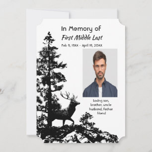 Memorial Service Inbjudan Masculine Stag Hjort Art