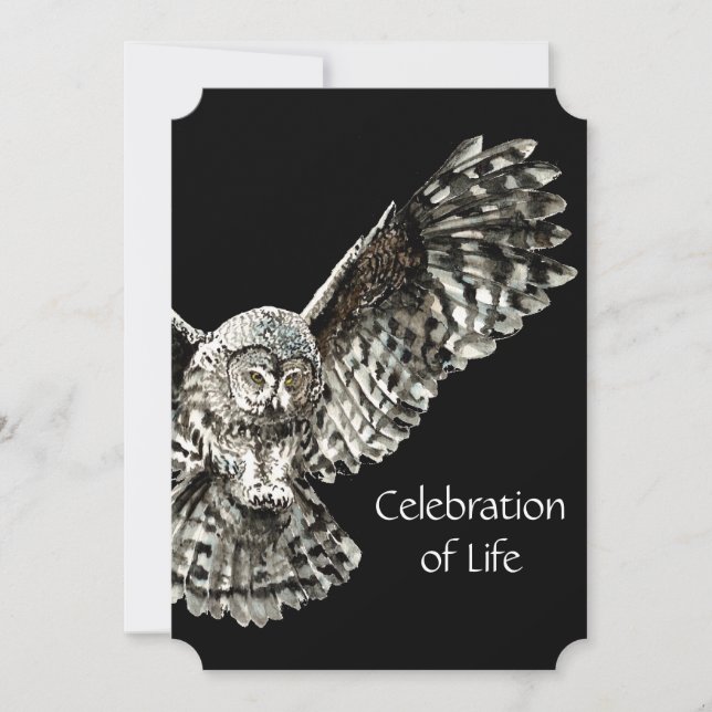 Memorial Service Inbjudan Masculine Uggla Bird Art (Framsida)
