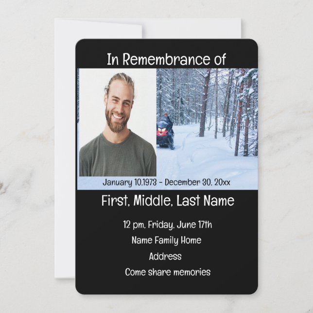 Memorial Service Inbjudan Mobile Winter Sports Snö (Framsida)