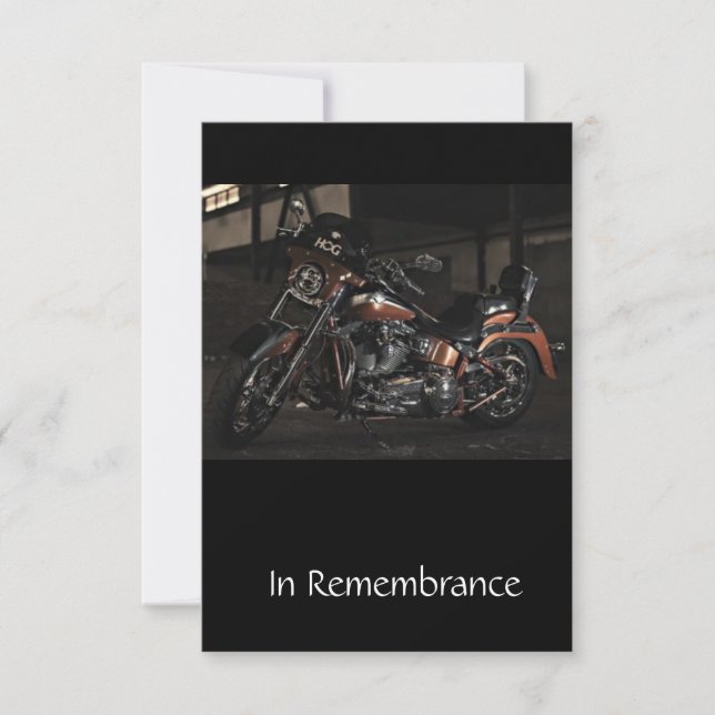 Memorial Service Inbjudan motorcykel (Framsida)