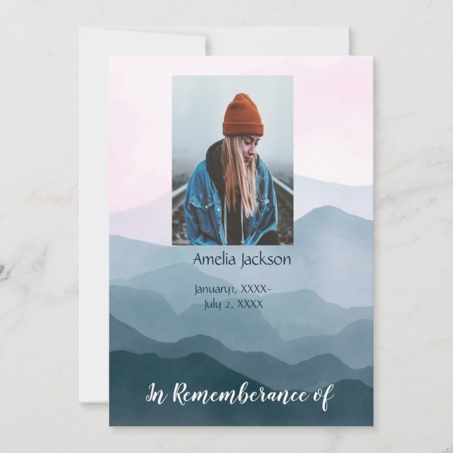 Memorial Service Inbjudan Mountain Ligcape (Framsida)