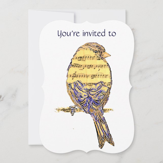 Memorial Service Inbjudan Music med Bird (Framsida)