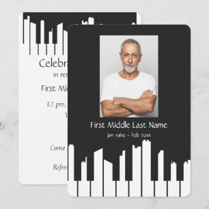 Memorial Service Inbjudan Music Piano Nycklar City