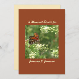 Memorial Service-inbjudan, Orange Butterfly Inbjudningar