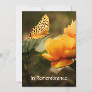 Memorial Service Inbjudan Orange Garden Butterfly