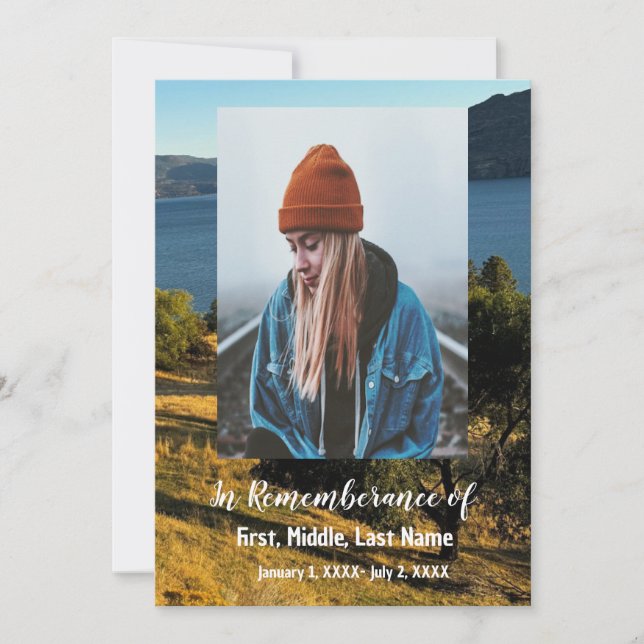 Memorial Service Inbjudan Orchard Sjö bergen (Framsida)