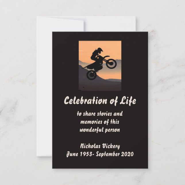 Memorial Service Inbjudan Person Motorcycle Biker (Framsida)