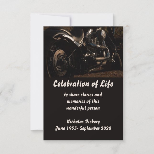 Memorial Service Inbjudan Person Motorcycle Biker (Framsida)
