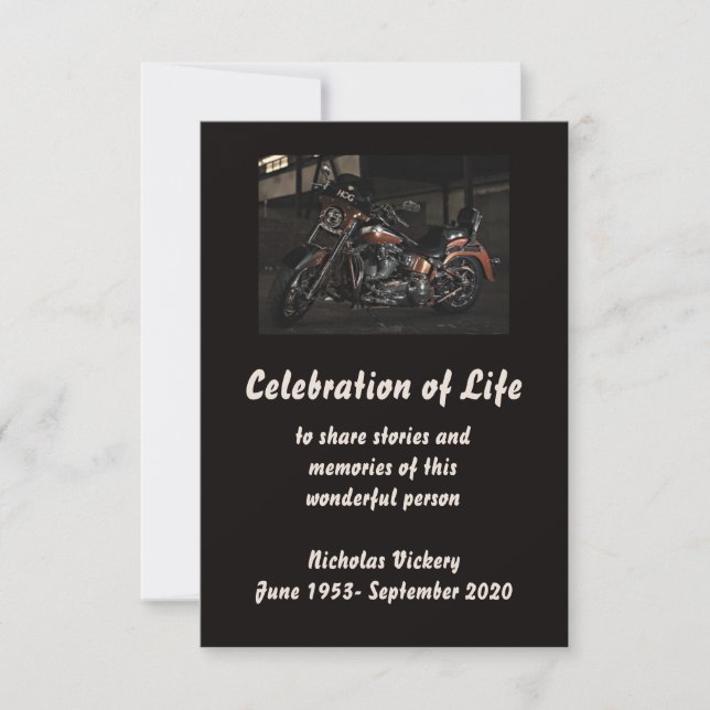 Memorial Service Inbjudan Person Motorcycle Biker (Framsida)