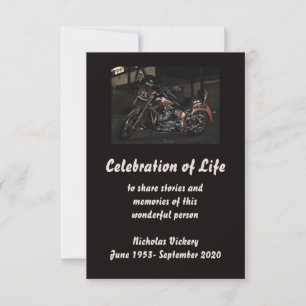 Memorial Service Inbjudan Person Motorcycle Biker