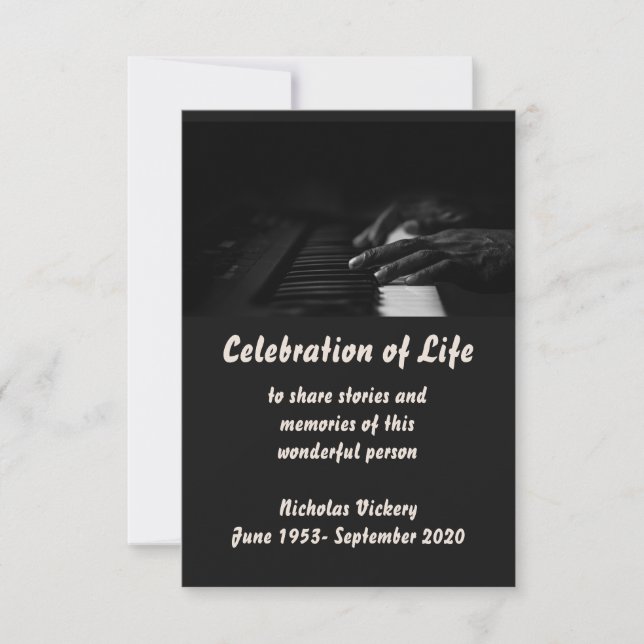 Memorial Service Inbjudan Piano Player Musician (Framsida)