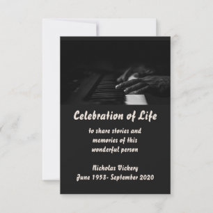 Memorial Service Inbjudan Piano Player Musician