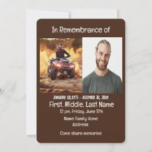 Memorial Service Inbjudan Quad Dirt Motor Bike