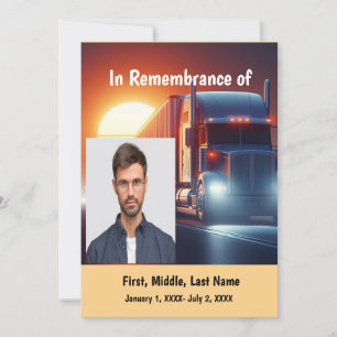 Memorial Service Inbjudan Semi-Lastbil-dragbil-slä