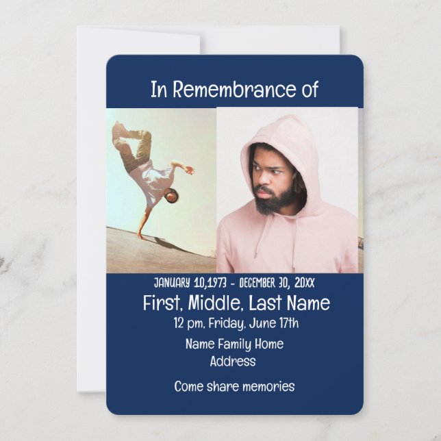 Memorial Service Inbjudan Skateboard, Skate Board (Framsida)