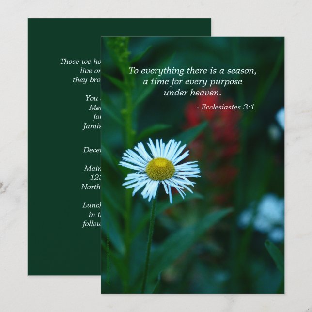 Memorial Service-inbjudan, skriptoffert Inbjudningar (Fram/baksida)