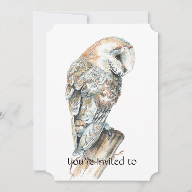 Memorial Service Inbjudan Watercolor Barn Uggla (Framsida)