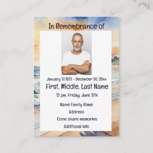 Memorial Service Inbjudan Watercolor Beach Paradis