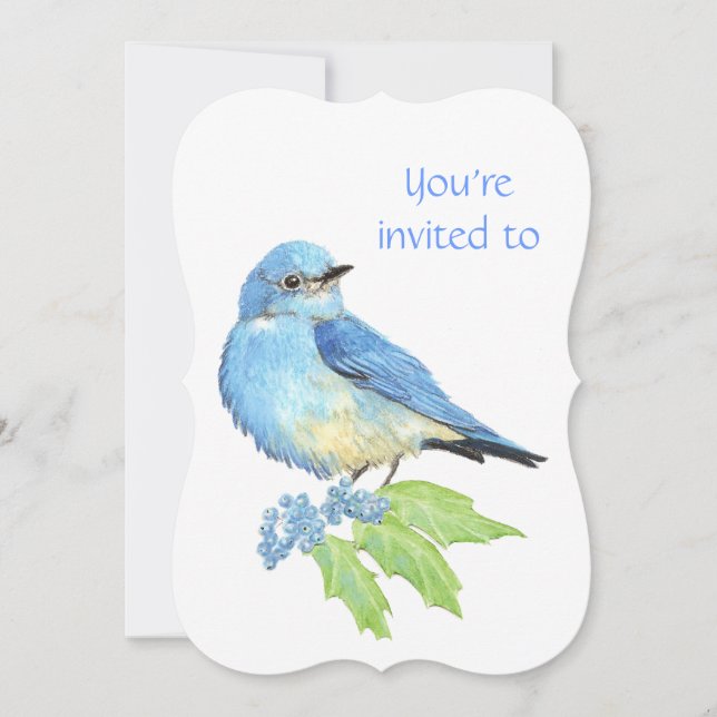 Memorial Service Inbjudan Watercolor Bluebird Bird (Framsida)