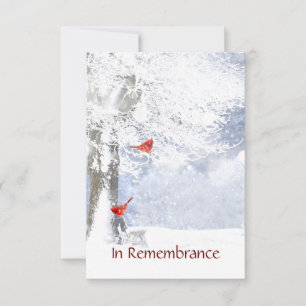 Memorial Service Inbjudan Watercolor Cardinal Bird