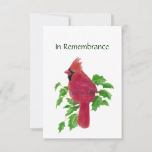 Memorial Service Inbjudan Watercolor Cardinal Bird