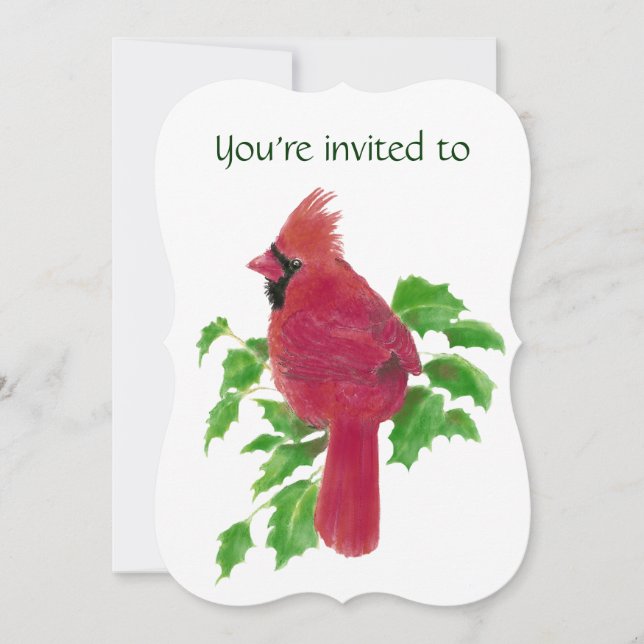 Memorial Service Inbjudan Watercolor Cardinal Bird (Framsida)