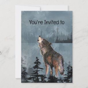 Memorial Service Inbjudan Watercolor Howling Varg