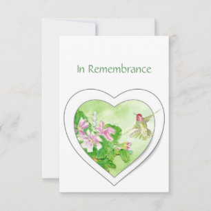 Memorial Service Inbjudan Watercolor Hummingbird