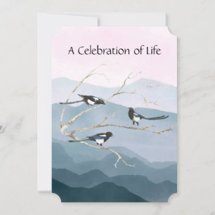 Memorial Service Inbjudan Watercolor Magpie Bird