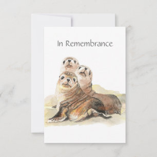 Memorial Service Inbjudan Watercolor Sälar Animals