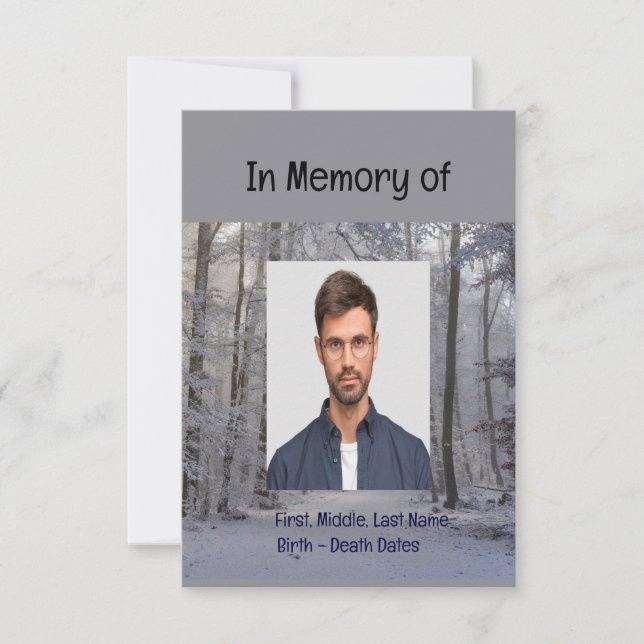 Memorial Service Inbjudan Winter Snö Forest Träd (Framsida)