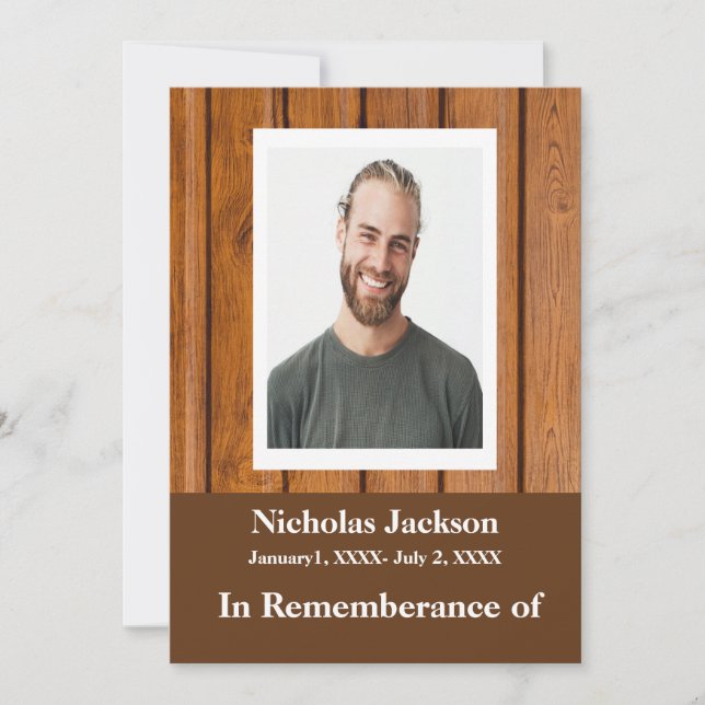 Memorial Service Inbjudan Wood Masculine (Framsida)