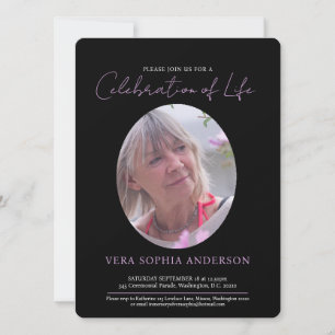 Memorial Service - ovalal fotosvart, vit Inbjudningar