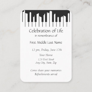 Memorial Service Piano Musician Cityscape Visitkort