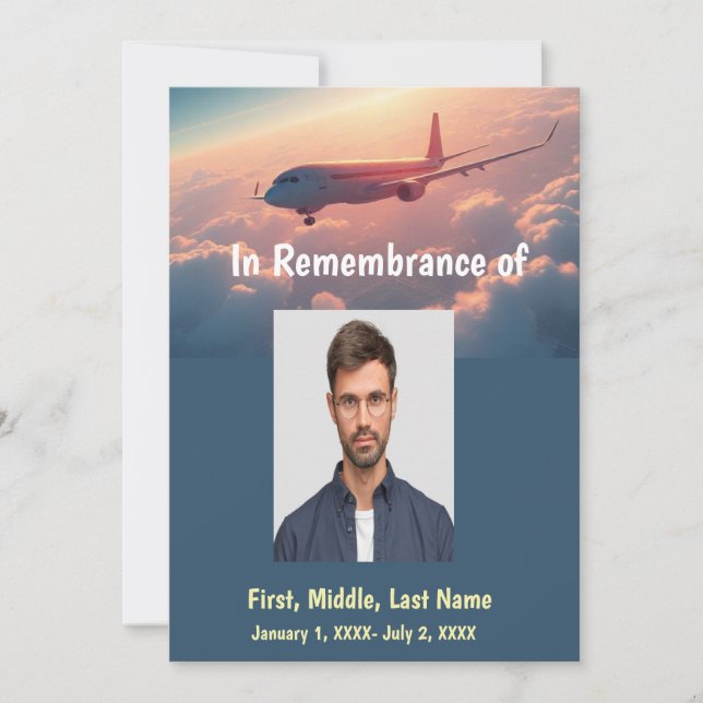 Memorial Service Pilot Commercial Aircraft Inbjudningar (Framsida)