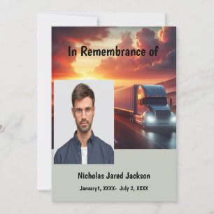 Memorial Service Pilot Semi-Lastbil-dragbil-släpfo Inbjudningar