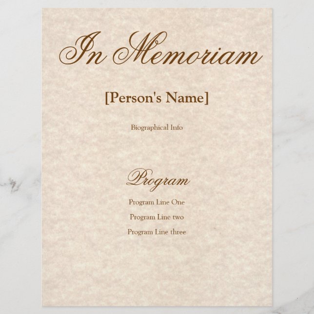 Memorial Service Program med Anpassningsbar Text (Framsida)