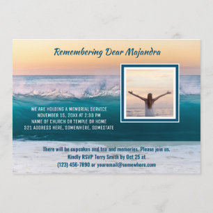 Memorial Service Sea Ocean Vågar Lägg till ditt fo Inbjudningar