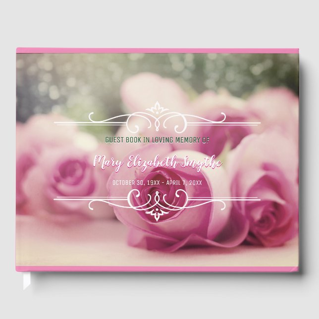 Memorial Service som firar ett Life Rosa ros Gästböcker (Framsida)