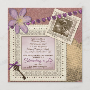 Memorial Service Victorian Vintage Papprare foto Inbjudningar