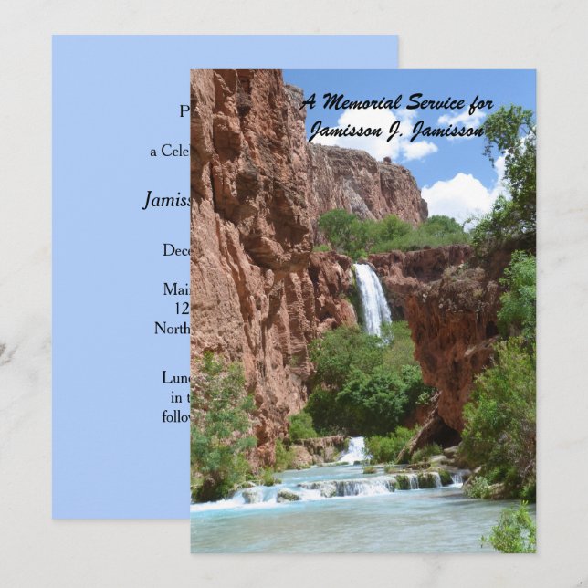 Memorial Service, Waterfall, Red Cliffs Southwest Inbjudningar (Fram/baksida)