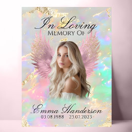 Memorial Sign för Holografisk Rosa Angel Vingar Poster