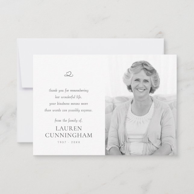 Memorial Simple Minimalist Modern Photo Tack Kort (Framsida)