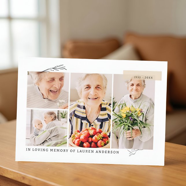 Memorial Simple Modern 7 Photo Grid Prayer Tack Kort (Skapare uppladdad)
