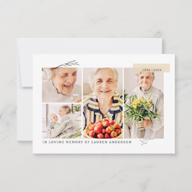 Memorial Simple Modern 7 Photo Grid Prayer Tack Kort (Framsida)