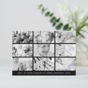 Memorial Simple Modern 9 Photos Grid Prayer Tack Kort