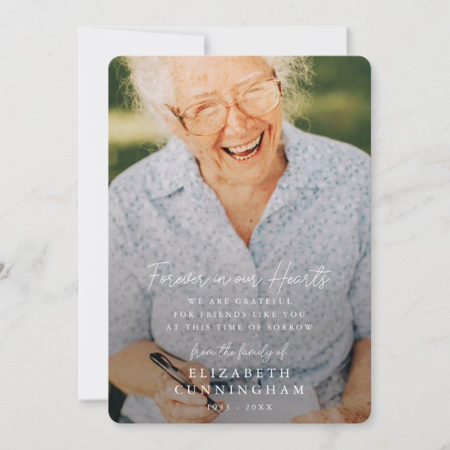 Memorial Simple Modern Forever i Hearts Photo Tack Kort (Framsida)