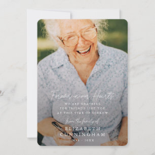 Memorial Simple Modern Forever i Hearts Photo Tack Kort